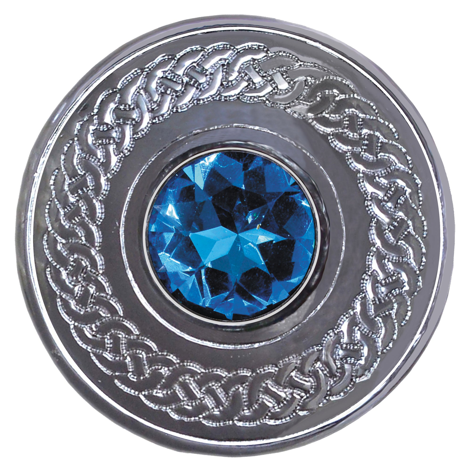 Charming Scottish Kilt Fly Plaid Brooch - Celtic Brooches For Men - 10cm Round Scarf/Shawl Brooch With Central Stone, Irish Gift For Him