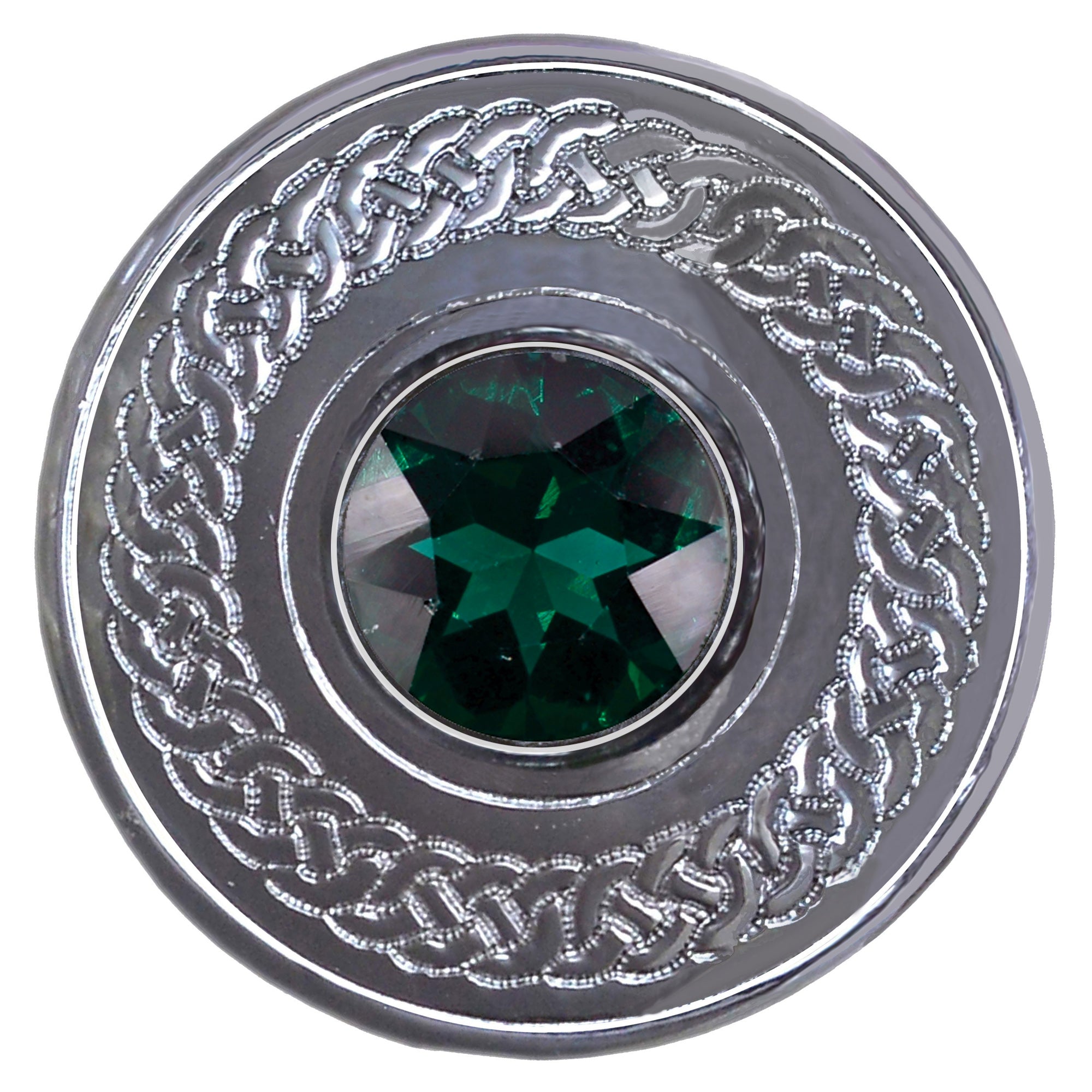 Charming Scottish Kilt Fly Plaid Brooch - Celtic Brooches For Men - 10cm Round Scarf/Shawl Brooch With Central Stone, Irish Gift For Him