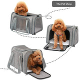 Portable Pet Carrier Bag, Top Opening, Removable Mat and Breathable Mesh, Airline Approved Pet Carrier Foldable Transport Carrier for Dogs and Cats, with Shoulder Strap and Pet Bowl