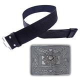 Kilt Belt and Buckle Set - Scottish Thistle Design/Leather Kilt Belt Thistle Embossed Handmade/Celtic Knot Kilt Belt with Buckle Antique